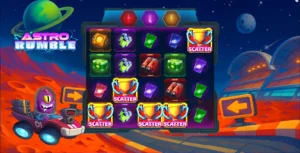 Astro Rumble gokkast ,Cosmic Boost, Free Spins, Progressieve poten, Wild symbool, RTP van 96,39%, Maximale winst 10.000x, Feature Buy 