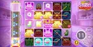 Sweet Gummy gokkast, Wild Reel mechanism, Free Spins, RTP van 96,049%, Maximale winst 10.000x, Bonus Buy, Merged Wilds